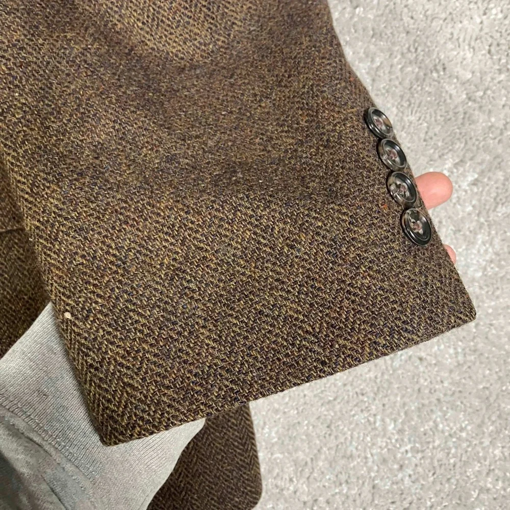 Vintage Lands End Tweed Blazer Wool Sport Coat 44R Made in USA Academia Preppy